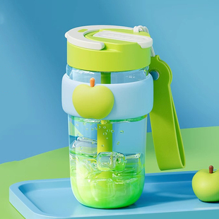 物生物吸管玻璃水杯女生夏季便携随行可爱随行双饮杯子2025新款