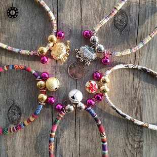 民族风宠物铃铛猫咪装饰项链狗狗长命锁平安锁饰品纯手工金锁银锁
