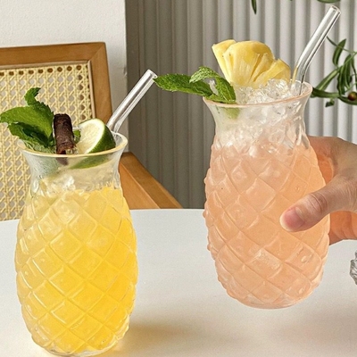 酒吧网红菠萝鸡尾酒杯 创意浮雕鸡尾酒杯果汁杯玻璃杯调酒玻璃杯