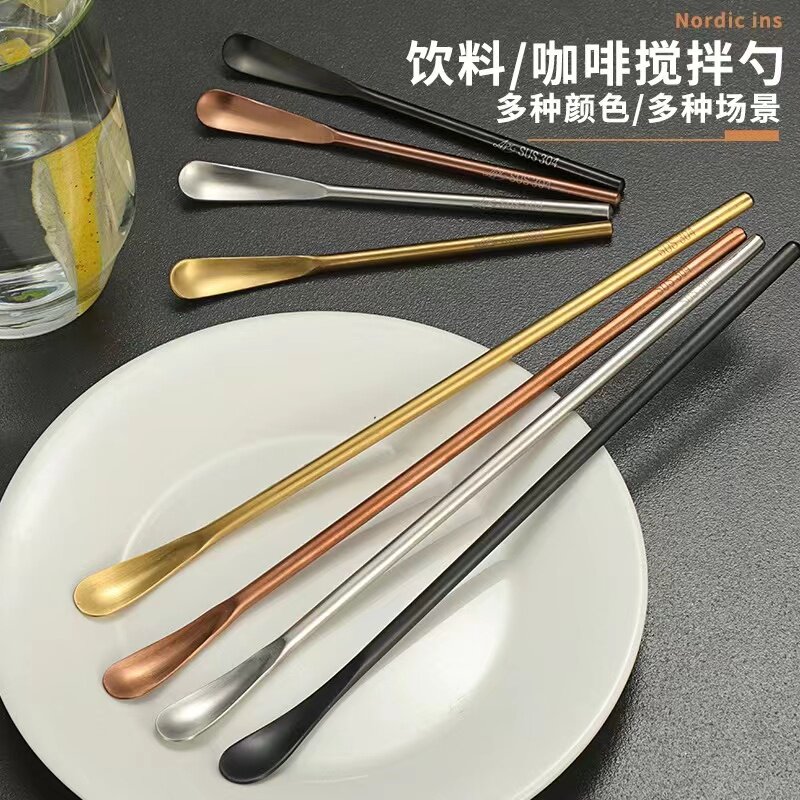 304不锈钢咖啡勺 长柄冰勺创意蜂蜜勺搅拌棒奶茶店小勺子咖啡匙勺