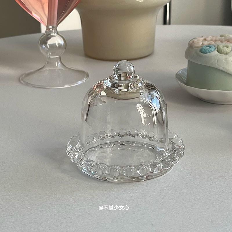 创意摆件玻璃托盘蛋糕收纳罩