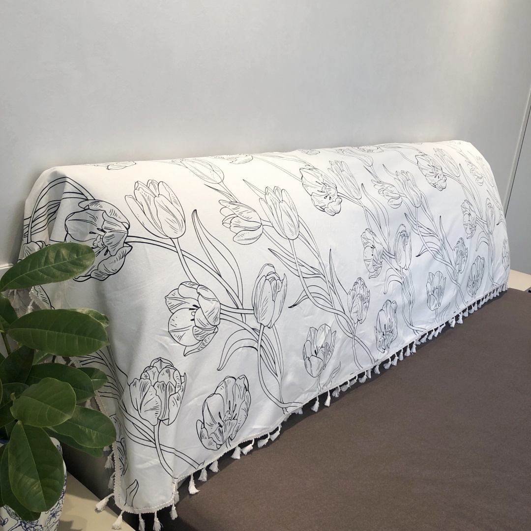 法式床头套罩棉麻盖布万能通用防尘保护套中古风可拆洗防猫抓