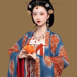 青泠谷仿五代壁画引路菩萨贵妇装束唐制汉服复原套装女春秋显瘦