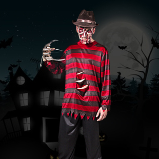 万圣节成人服装红黑条纹鬼衣密室逃脱npc装扮服断手断手装饰道具