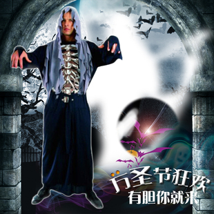万圣节骨架鬼衣成人服装大人cos恐怖衣服密室逃脱npc骷髅服