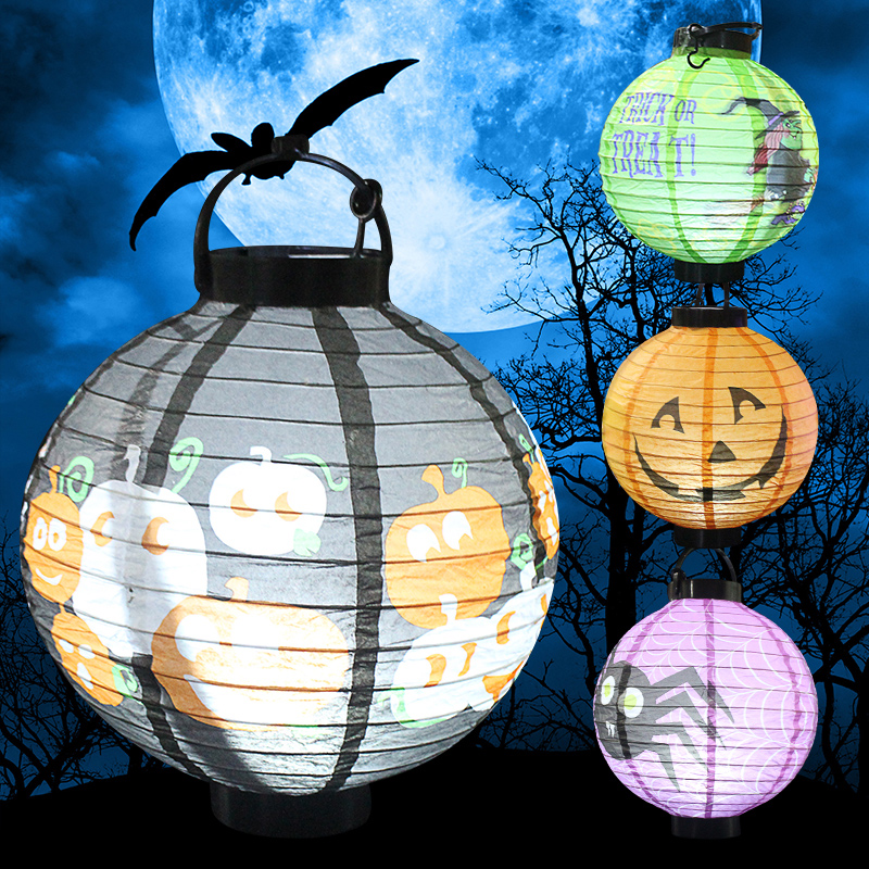 发光灯笼鬼屋万圣节恐怖吓人装饰骷髅南瓜蜘蛛灯笼鬼节杰克手提灯