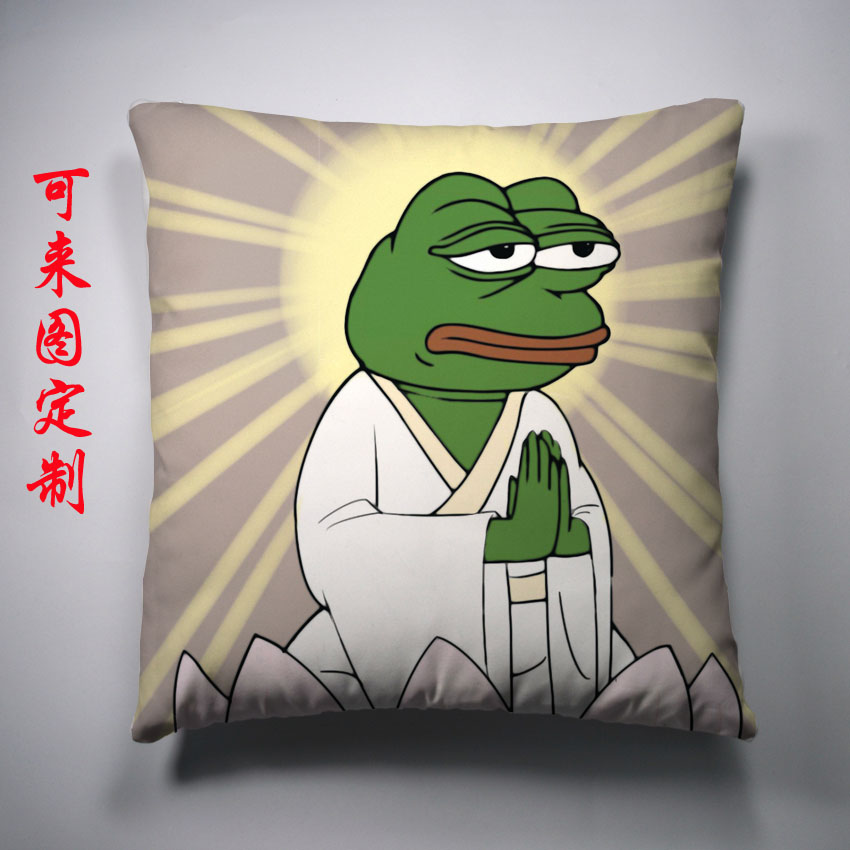 sad frog抱枕靠垫定制 悲伤的青蛙表情周边抱枕 sad