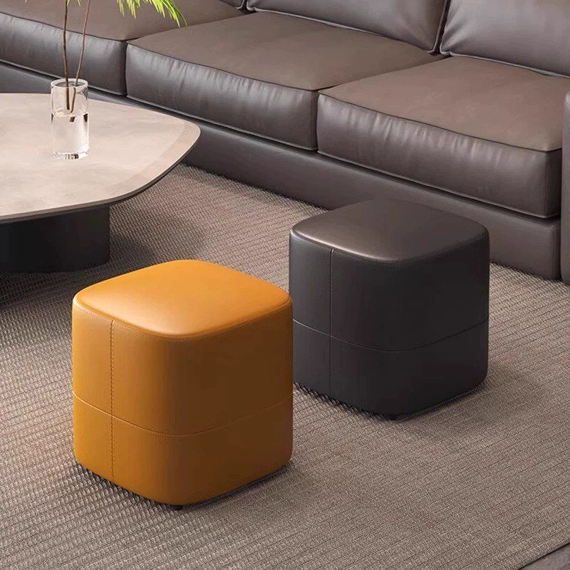 凳皮换鞋凳纳帕方凳皮沙发极简小家用凳猫爪脚踏凳墩凳子矮凳梳妆