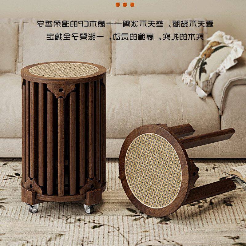 叠叠圆凳餐桌叠放六合一实木可乐凳子堆叠藤编备用木板凳家用收纳