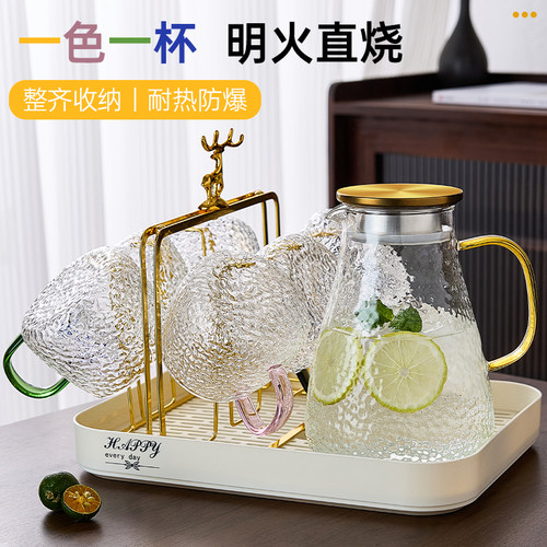 轻奢高颜值玻璃杯家用客厅待客耐高温泡茶杯牛奶杯喝水杯子套装