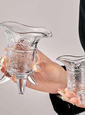 玻璃杯仿古秦始皇帝王杯侯爵杯大号复古风古代奶茶杯白酒三足杯子