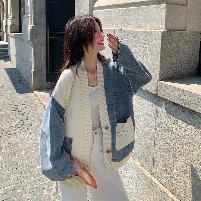 ，0）牛仔拼接针织短外套2D120-F581-P155-K238,女装短外套,2D120