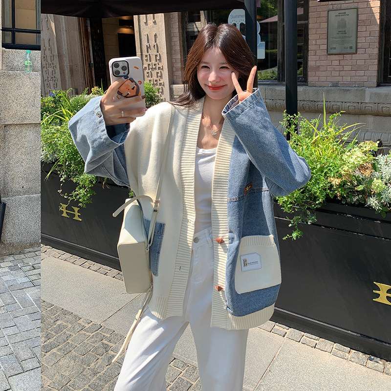 ，0）牛仔拼接针织短外套2D120-F581-P155-K238,女装短外套,2D120
