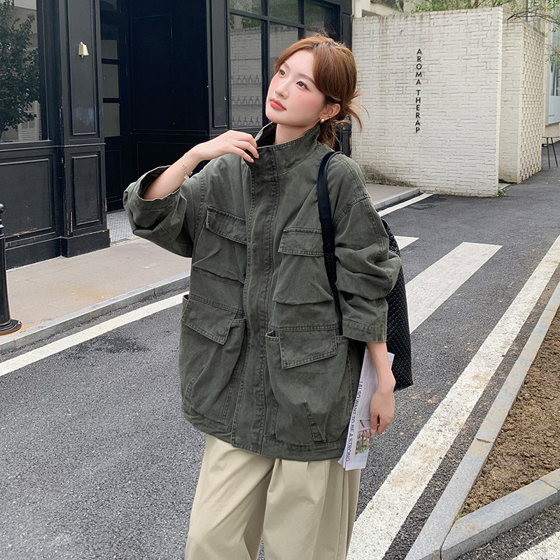 大货，））军绿色工装风衣外套2D120-F5822-P165-248,女装风衣,2D120