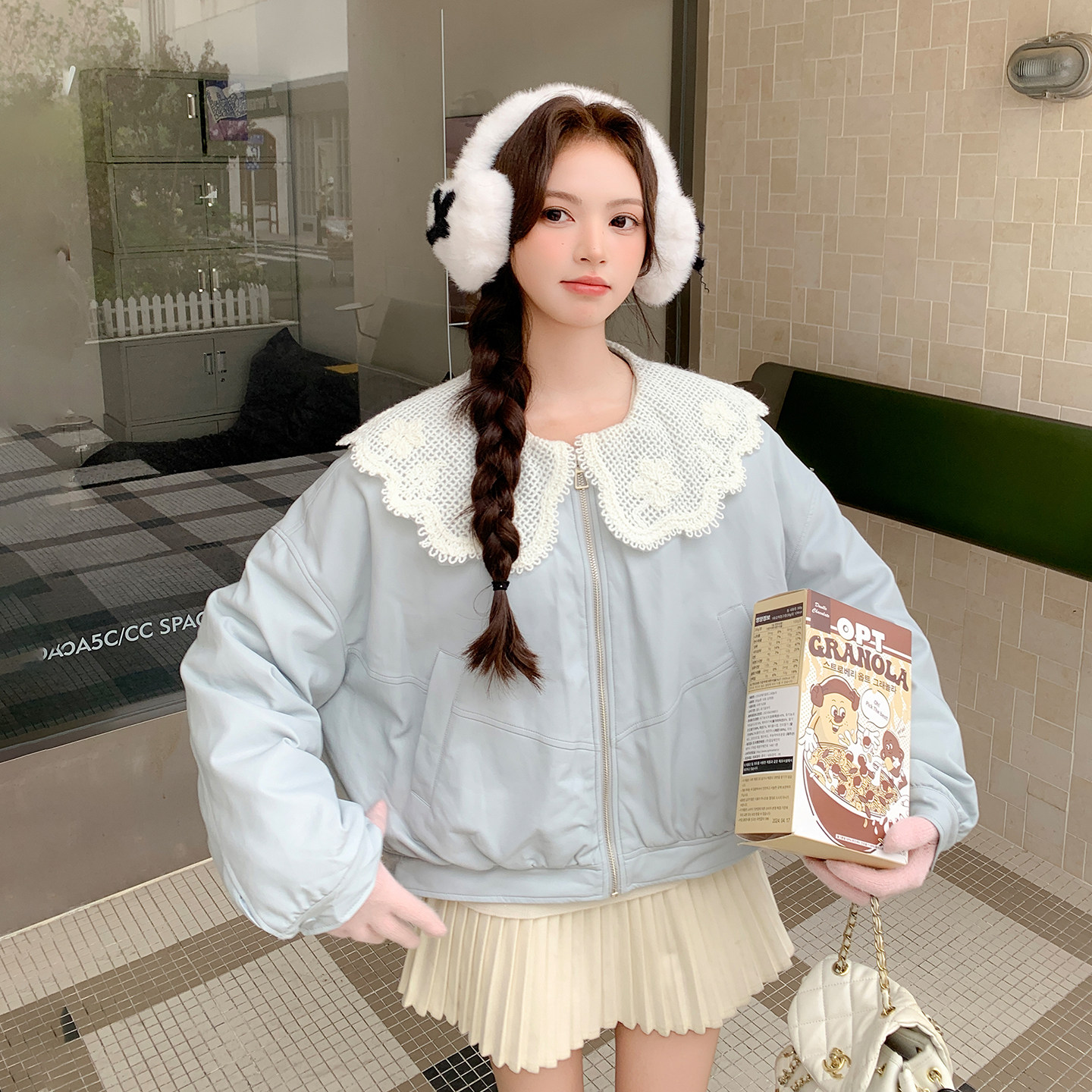 新款，娃娃领蛋白皮羽绒服2D120-M1224-P315-K478(90绒）,女装羽绒服,2D120