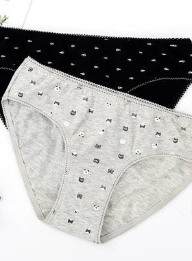 棉元素女棉女性中低腰全棉女士三角纯棉LM582纯棉内裤女100纯棉