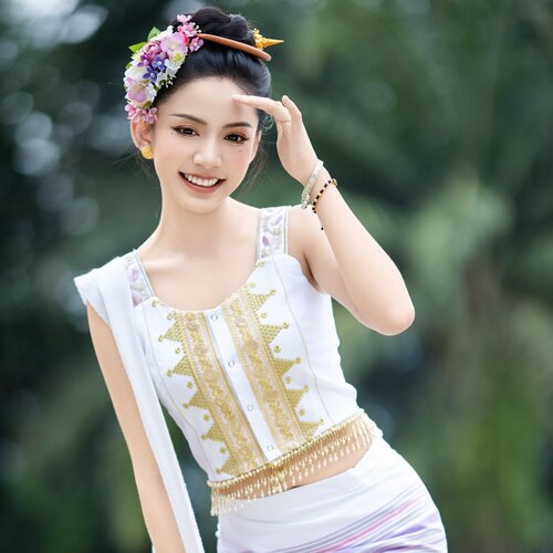 沙芭利 2026年夏季新款傣族服装 粉紫色傣褂 织金筒裙 东南亚服饰