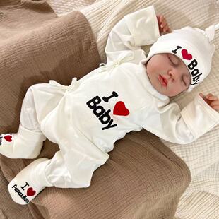 春秋薄款 3个月绑带哈衣蝴蝶衣婴儿连体衣初生宝宝爱Baby 新生儿0