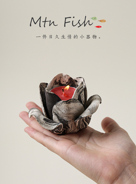 复古禅意莲花手工小圆烛台