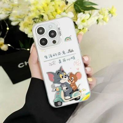 汤姆杰瑞摩托适用于苹果17PROMAX手机壳iPhone16趣味15可爱14硬壳