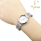 正品 简约复古女表 休闲米兰网带防水石英表 HOHE鸿鹤手表 女士时尚