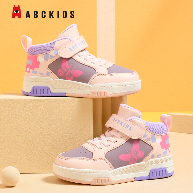 Abckids童鞋女童加厚加绒运动鞋冬季新款板鞋儿童保暖男童二棉鞋