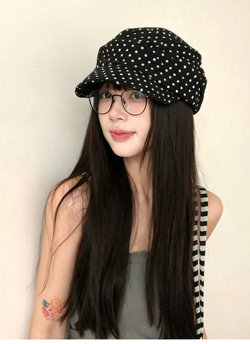 -3 POI波点复古帽直播男女帽光板贝雷帽时尚鸭舌帽文艺画家英伦