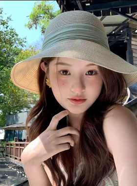 -3 POINT%-流行休闲时尚百搭遮阳草帽夏季编织韩版大头威可戴