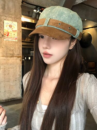 -3 POINT%--3 POINT%-复古英伦风报童帽女高级感麂皮绒八角帽