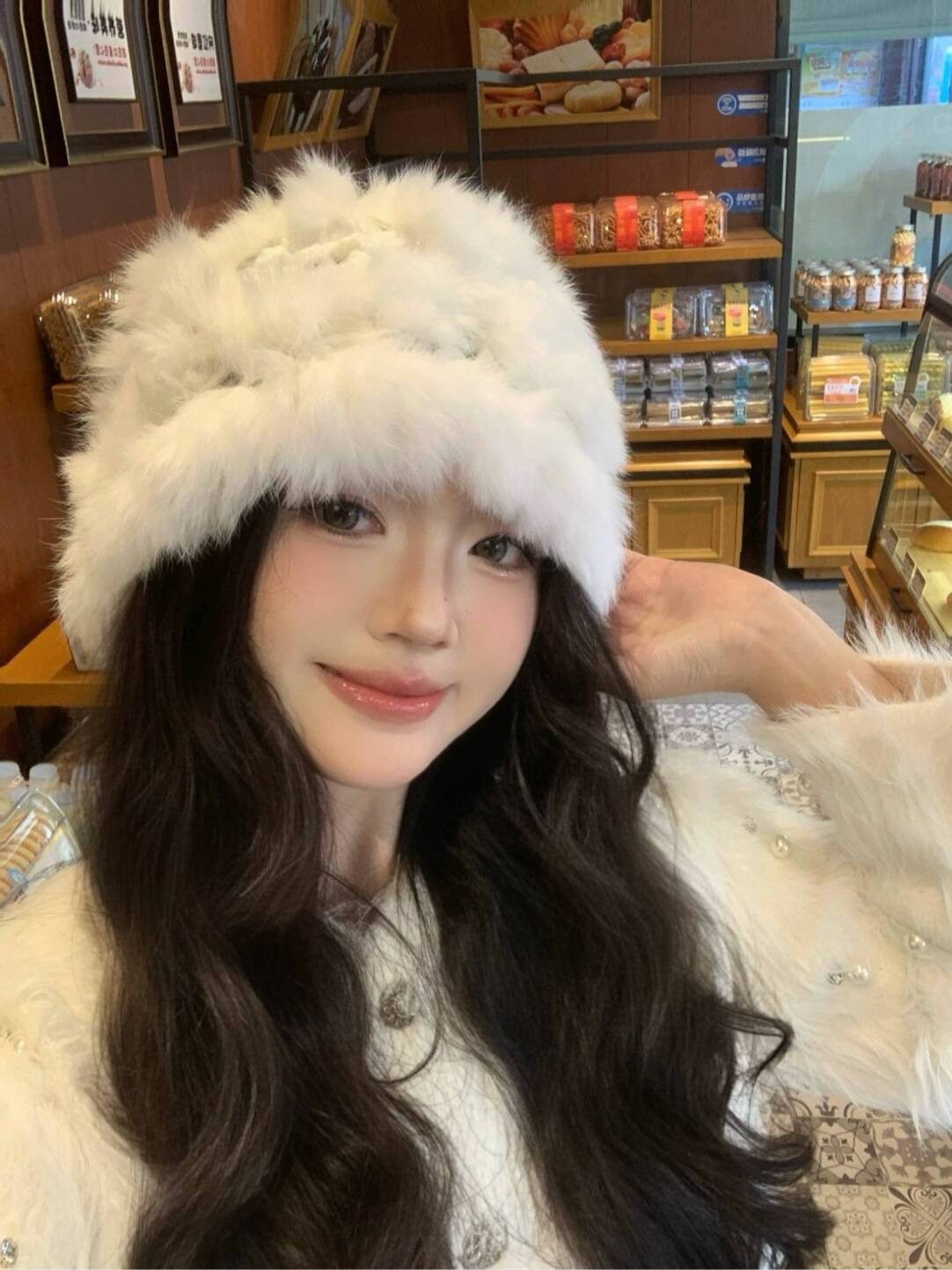 -3 POINT%--3 POINT%-3 POINT%-兔毛毛帽子女冬可爱毛茸茸皮草