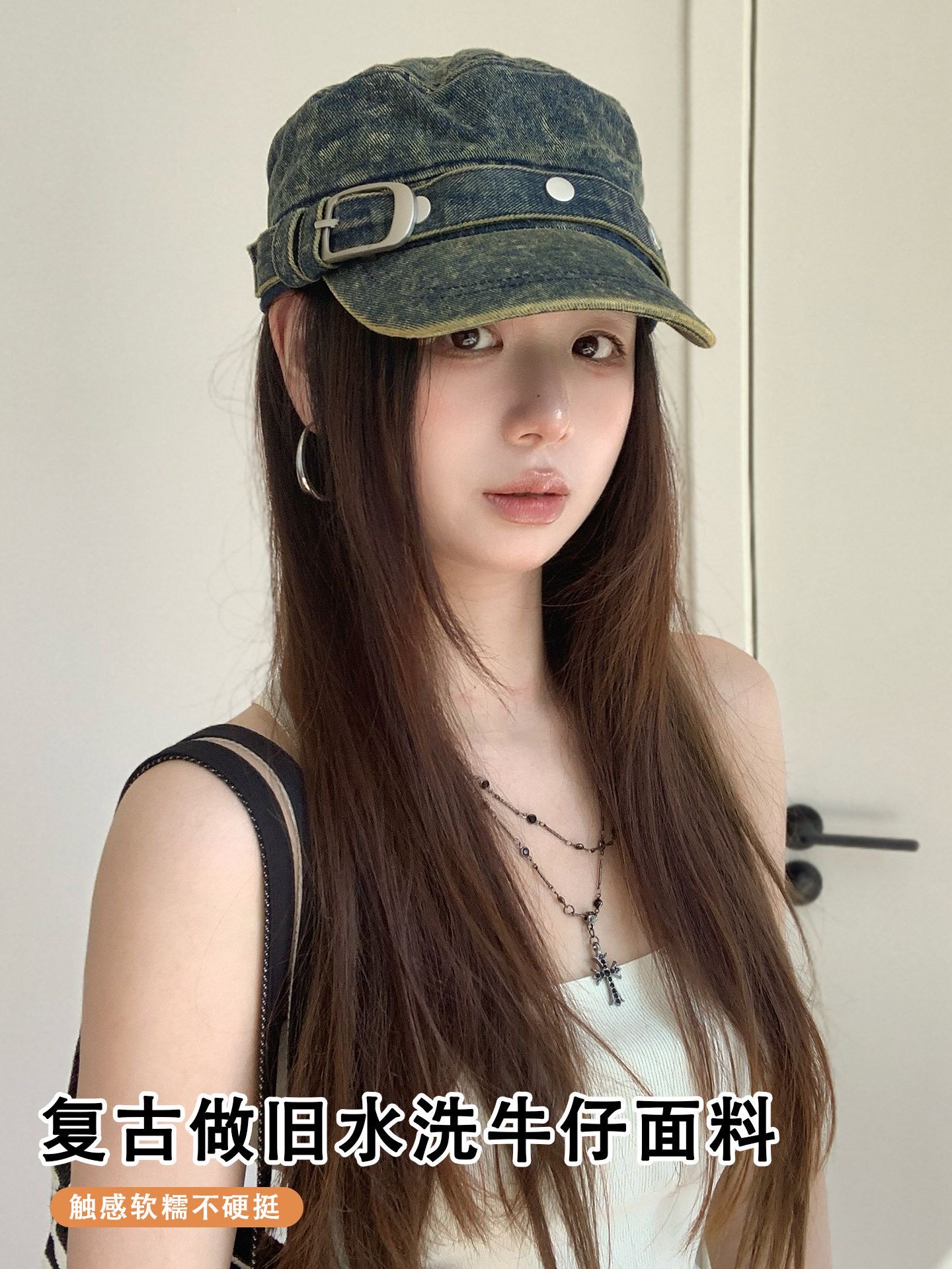-3 POINT%--3 POINT%-复古英伦风报童帽女高级感麂皮绒八角帽