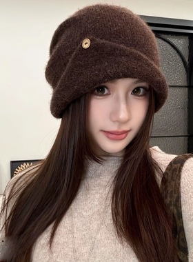 【大弹力简约针织包头帽】堆堆帽新款百搭显脸小休闲女款个性秋冬