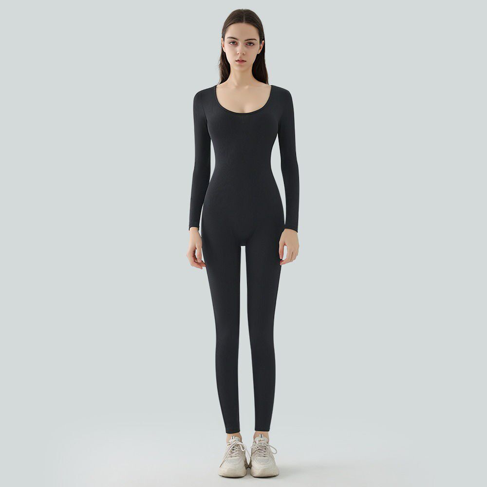 时尚连身裤运动连衣裤长袖瑜伽服健身服女连体裤春秋美式辣妹穿搭