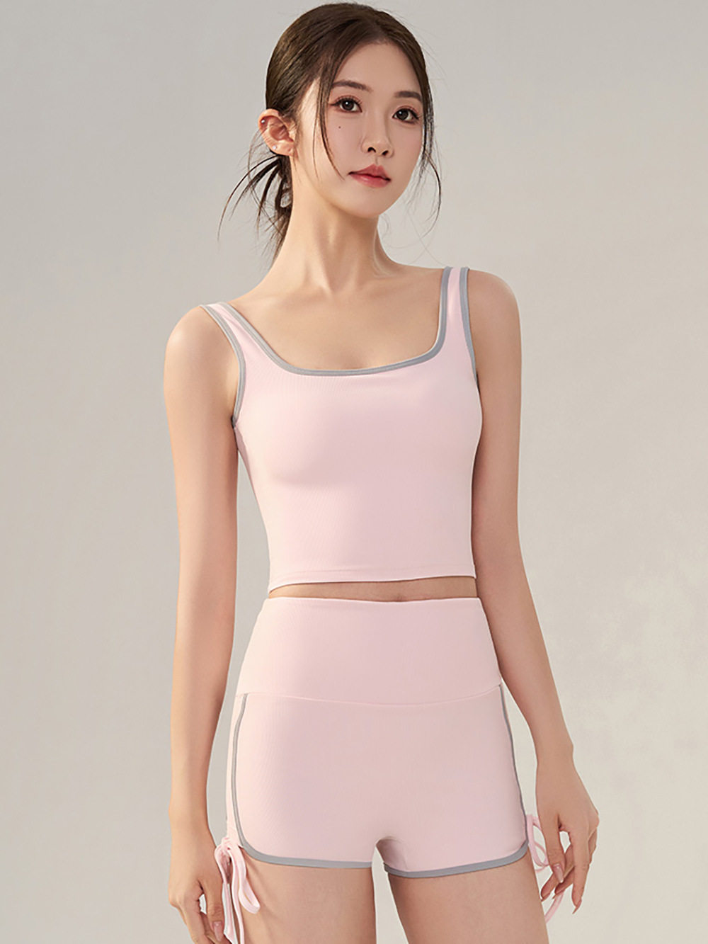 跨境工厂带胸垫吊带瑜伽背心女春夏季2026新款粉色外穿内搭运动