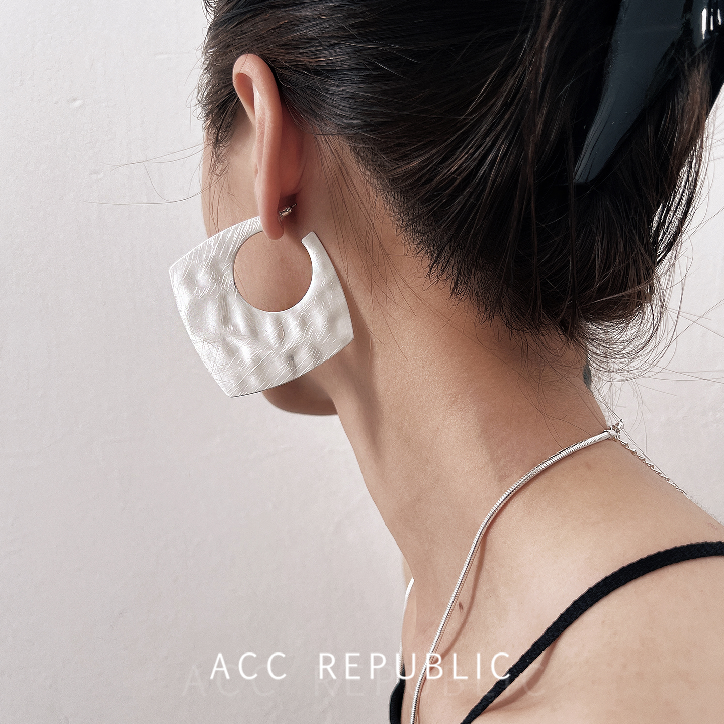 小众设计肌理感中古风方形大耳环