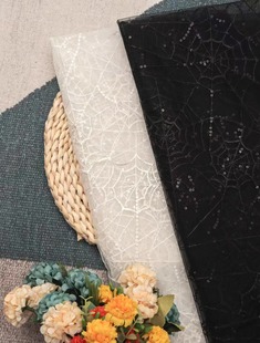 厂家直销新款重工亮片绣花布料 刺绣网纱蕾丝花边面料 蜘蛛网珠绣