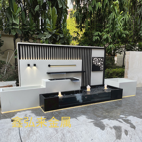 不锈钢流水影壁墙别墅花园背景墙