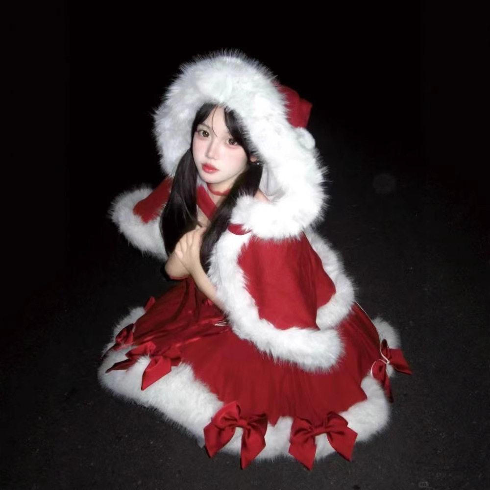 圣诞初雪冬装日系公主蓬蓬裙套装