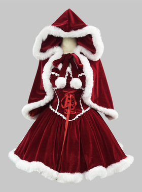 圣诞节cosplay红斗篷束腰公主圣诞服性感纯欲显瘦修身大码连衣裙
