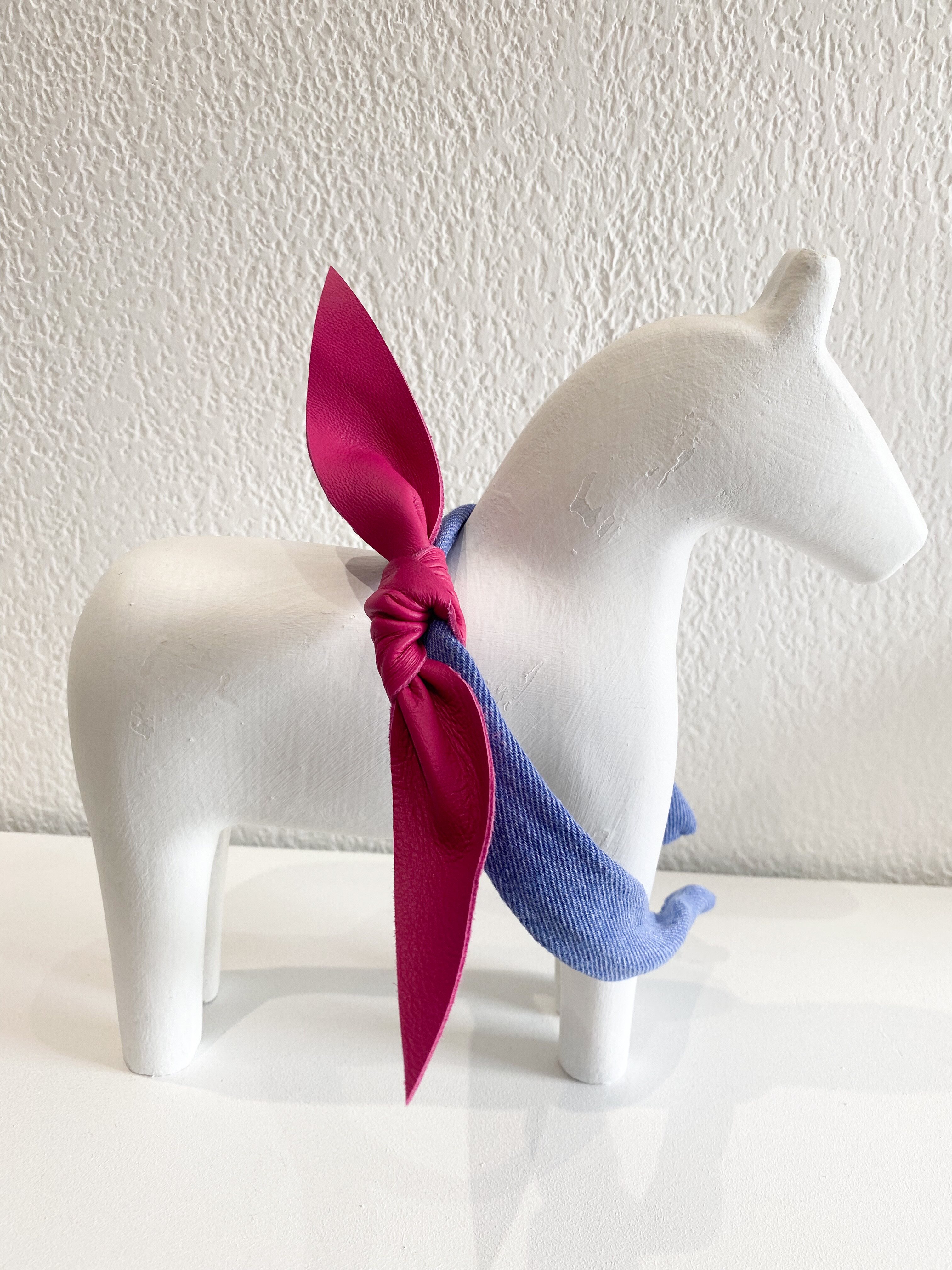 韩国小众设计师款真皮牛仔蓝小羊皮蝴蝶结发箍头箍气质单品新品