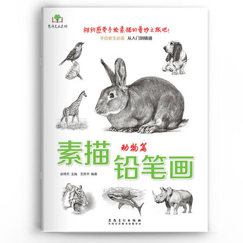 素描铅笔画 动物篇 兔子狗虎猫等画法手绘素描从入门到精通 自学手绘素描画教程教材美术爱好者零基础技法书籍入门素描绘画书
