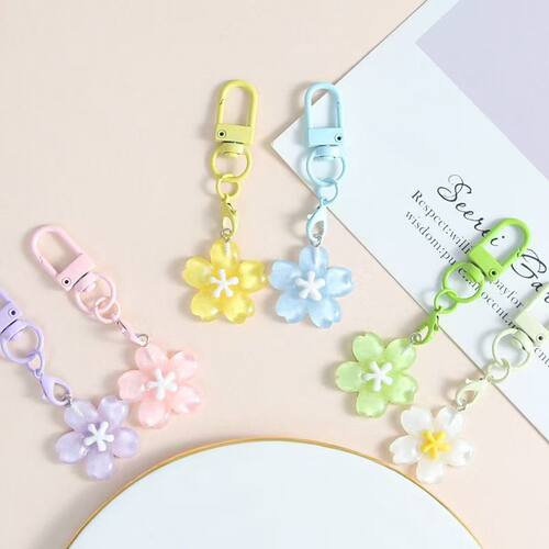 浪漫可爱樱花果冻花钥匙扣