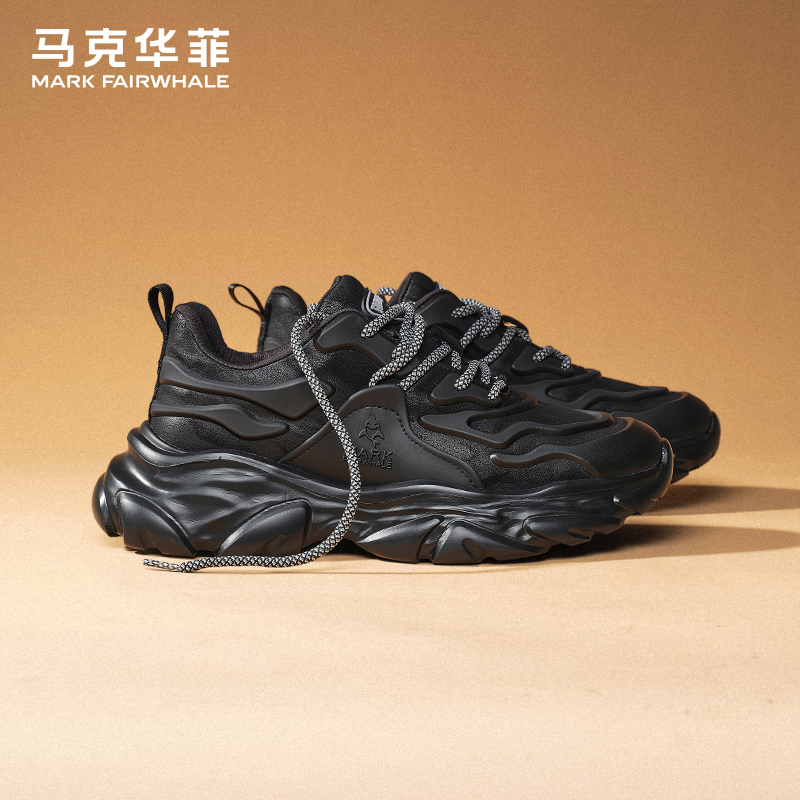 马克华菲老爹鞋冬季加绒男鞋增高