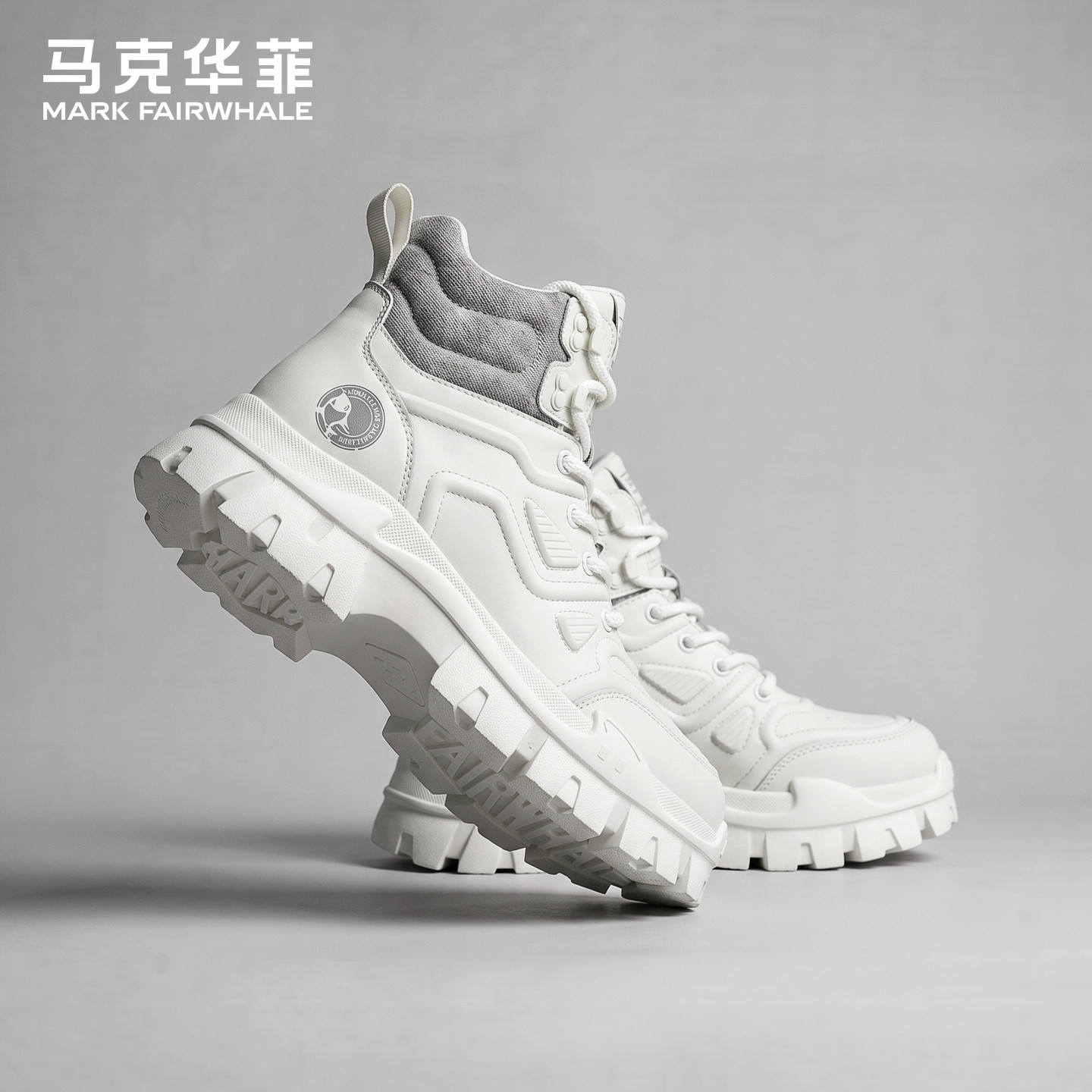 马克华菲休闲马丁靴增高工装靴子