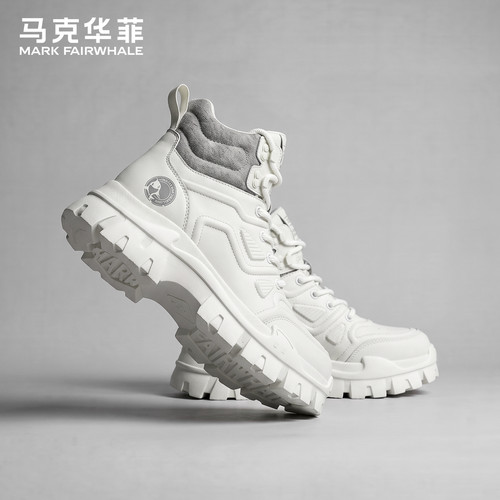马克华菲休闲马丁靴增高工装靴子