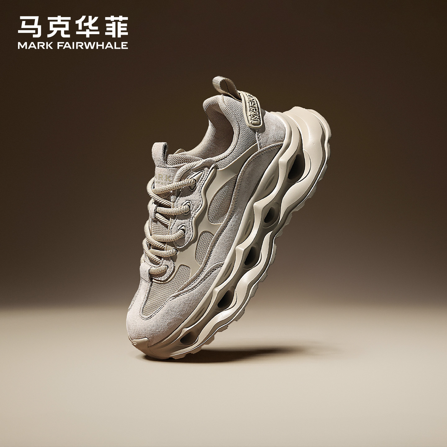 马克华菲冬季男鞋厚底复古老爹鞋