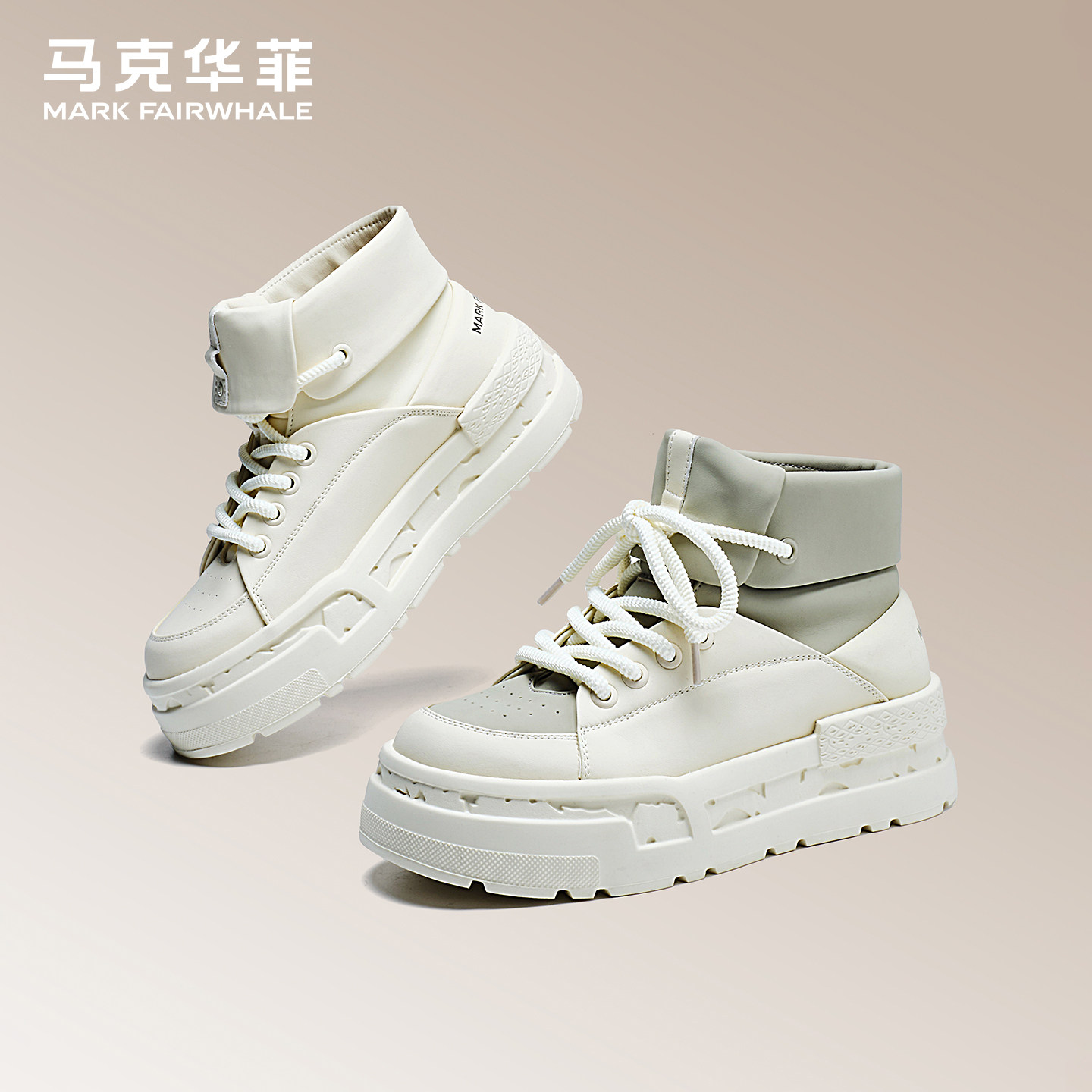 马克华菲高帮鞋男款增高休闲板鞋图片