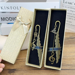 创意高音谱号音符羽毛书签女生文艺日礼物教师节礼品古典中国风