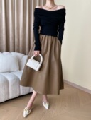 新羽 Old Money立体剪裁显瘦A字伞裙皮裙