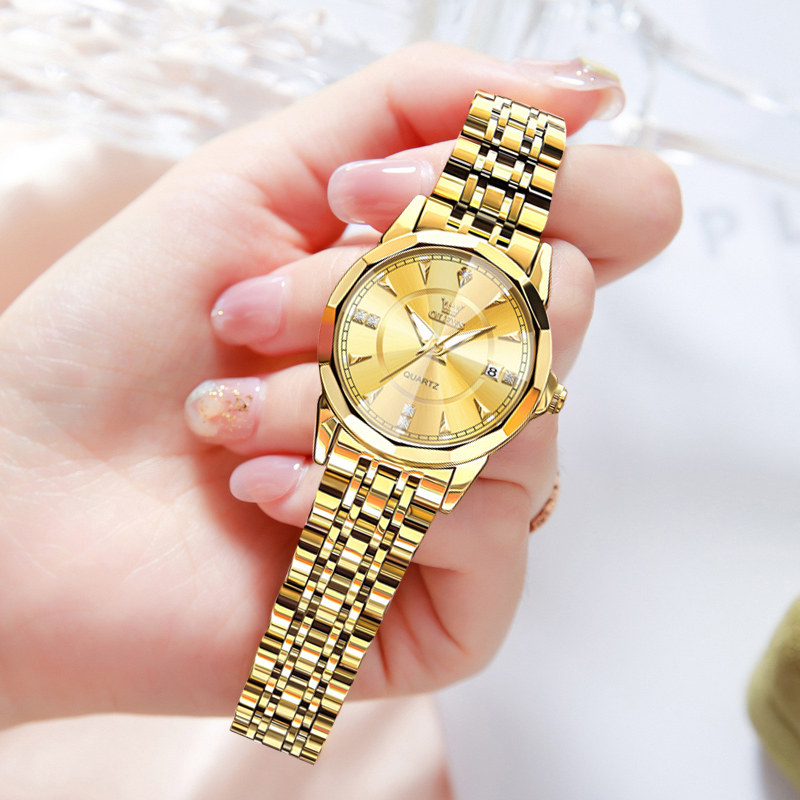 瑞士正品女士手表18k金色机械表